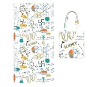 Poadnly Science Lab Education Biology Chemistry, 2 in 1 Packable Towel Bag, Beach Towels with Tote Bag for Travel Holiday Camping