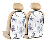 Poadnly Seahorse Coral Starfish Sea Summer,2 Pack Car Seat Kick Mats Back Seat Protector Durable Back Seat Organiser