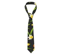 Poadnly Seamless Background Design With Daffodil Flowers, Neckties Mens Ties Polyester Novelty Skinny Tie For Wedding Party