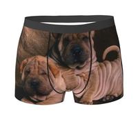 Poadnly Shar Pei Dog,Novelty Underwear Men's Boxer Briefs Soft Polyester Underpants,L