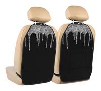 Poadnly Silver Glitter Drips Sparkle Black,2 Pack Car Seat Kick Mats Back Seat Protector Durable Back Seat Organiser