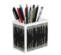 Poadnly Silver Glitter Drips Sparkle Black, Pen Pot Pencil Holder for Office Home School, Compact Desk Organiser for Office Stationery