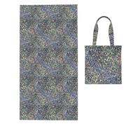 Poadnly Silver Glitter Rainbow Sparkle, 2 in 1 Packable Towel Bag, Beach Towels with Tote Bag for Travel Holiday Camping