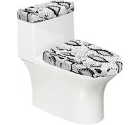 Poadnly Snake Skin Black And White Printed,Toilet Lid Covers Reusable Set of 2 Tank Lid Covers, Dust Splash Resistant for Bathroom Decor