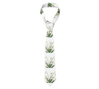 Poadnly Snowdrop Flower Botanical Watercolor, Neckties Mens Ties Polyester Novelty Skinny Tie For Wedding Party