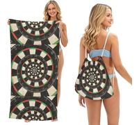 Poadnly Spiral Dart Board Droste, 2 in 1 Packable Towel Bag, Beach Towels with Drawstring Backpack for Travel Holiday Camping