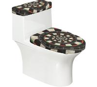 Poadnly Spiral Dart Board Droste,Toilet Lid Covers Reusable Set of 2 Tank Lid Covers, Dust Splash Resistant for Bathroom Decor