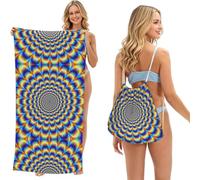 Poadnly Spiral Optical Illusion Gif, 2 in 1 Packable Towel Bag, Beach Towels with Drawstring Backpack for Travel Holiday Camping