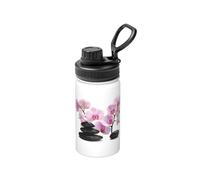 Poadnly Stones and Pink Orchid,12 Oz Insulated Water Bottle Stainless Steel Coffee Mug Vacuum Tumbler Water Flask