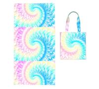 Poadnly Tie Dye, 2 in 1 Packable Towel Bag, Beach Towels with Tote Bag for Travel Holiday Camping