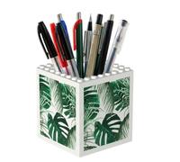 Poadnly Tropical Green Palm Leaves Jungle Leaf, Pen Pot Pencil Holder for Office Home School, Compact Desk Organiser for Office Stationery