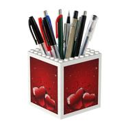 Poadnly Valentines Glitters Love Hearts Printed, Pen Pot Pencil Holder for Office Home School, Compact Desk Organiser for Office Stationery