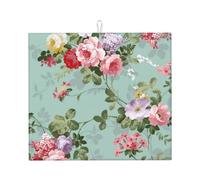 Poadnly Vintage Elegant Pink Red Roses Pattern, Dish Drying Mats, Sink Mat Absorbent Dish Drainer Mat For Kitchen Counter 41x46 cm