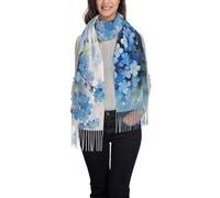 Poadnly Watercolor Forget Me Not Flowers, Large Soft Cashmere Feel Shawls Wraps Women Fringed Scarf Light Stole 197x72 cm