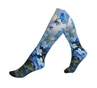 Poadnly Watercolor Forget Me Not Flowers, Sports Compression Socks Stockings Adult Sports Socks,1 Black