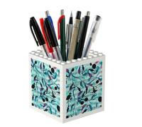 Poadnly Watercolour Music Branches Leaves, Pen Pot Pencil Holder for Office Home School, Compact Desk Organiser for Office Stationery
