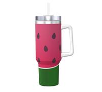 Poadnly Watermelon Fruit Summer,40oz Ice Bully Cup with Handle Lid Straw Stainless Steel Mug Car Coffee Cup