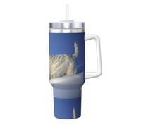 Poadnly Westie Winter West Highland White Terrier Dogs,40oz Ice Bully Cup with Handle Lid Straw Stainless Steel Mug Car Coffee Cup