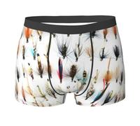 Poadnly White Fish Selection Of Traditional Trout Fishing Flies,Novelty Underwear Men's Boxer Briefs Soft Polyester Underpants,L