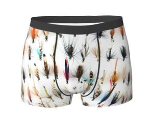 Poadnly White Fish Selection Of Traditional Trout Fishing Flies,Novelty Underwear Men's Boxer Briefs Soft Polyester Underpants