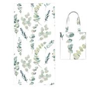 Poadnly White Natural Greenery Twig, 2 in 1 Packable Towel Bag, Beach Towels with Tote Bag for Travel Holiday Camping