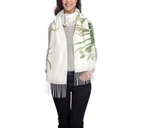 Poadnly White Snowdrop Flower Botanical Watercolor Painting, Large Soft Cashmere Feel Shawls Wraps Women Fringed Scarf Light Stole 197x72 cm
