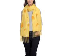 Poadnly Yellow Cheese Pattern, Large Soft Cashmere Feel Shawls Wraps Women Fringed Scarf Light Stole 197x72 cm