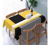 Poadnly Yellow Gray Black White Block, Tablecloth Waterproof Dust-Proof Tabletop Wrinkle Resistant Table Cover - 137 x 183 cm