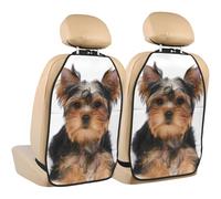 Poadnly Yorkshire Terrier Lies On White,2 Pack Car Seat Kick Mats Back Seat Protector Durable Back Seat Organiser