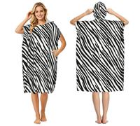 Poadnly Zebra Stripe Natural, Adult Hooded Beach Towel 90 x 110 cm,Changing Bath Robe, Surf Poncho Towel For Women Men