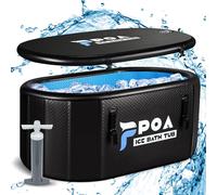 Poafamx Inflatable Cold Plunge Tub for Athletes 155 Gal XL Ice Bath Tub Water Chiller Compatible Portable Large Capacity with Insulated Cover for Recovery Cold Water Therapy Outdoor Indoor Use