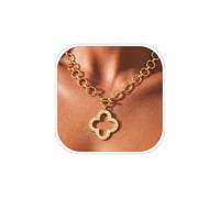 Poaiiu Thick gold necklace for women | 14K Gold Plated Hammered Heart Pendant Necklace with Toggle Clasp Waterproof Jewelry Gift for Her