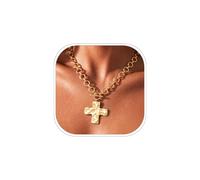 Poaiiu Thick gold necklace for women | 14K Gold Plated Hammered Heart Pendant Necklace with Toggle Clasp Waterproof Jewelry Gift for Her