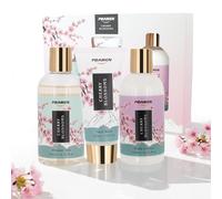 Poamcn Bath and Body Gift Set,Home Spa Gift Set for Women,Japanese Cherry Blossom Scent,3 Piece Set