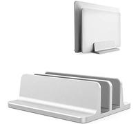 POANW Universal Laptop Vertical Stand, Dual Desktop Stand Adjustable Notebook Stand (up to 17.3 inches) for Samsung/HP/Dell/Chrome Book laptops (Silver)