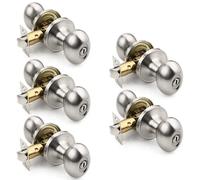 POASDJDC Door Handle Stainless Steel Brushed Nickel Passage Door Knob Oval Style Keyless Non Locking Pack of 10(Privacy)