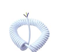 POASDJDC Filo a spirale a molla per cornetta Spring Spiral Cable 3 Core 15AWG 1.5mm2 White 1-10 Meters(Stretch 8 Meters)