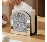 Poayewly Mirror Napkin Holder with Crushed Diamond, Bling Glass Silver Napkin Holder for Dining Table Kitchen Countertop and Home Décor