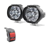 POAYUEWR Motorcycle Headlight 1/2Pcs Motorcycles Headlight Spot Light Motorbike 6500k White Super 6 LED Fog Lamp 1200LM LED Scooters Spot(2Pc 6LED with switch)