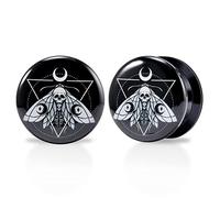 POBAISITER 1 Pair Acrylic Solid Screw On Ear Plugs Tunnels Cat 6mm-25mm Stretcher Graffiti Pattern Color Painting For Women For Men Body Piercing Jewelry, 6mm(2g), Acrylic, sandstone