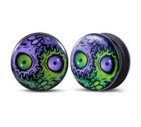 POBAISITER 2PCS Acrylic Solid Screw On Ear gauges Art Oil Painting The Scream Epoxy Allergy Free Ear Plugs and Tunnels Stretcher For Women Men Body Piercing Jewelry
