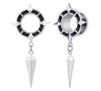 POBAISITER 2PCS Dangle Gauges Star-shaped Compass Fashion Punk Gauges Earrings Dark and Unique Screw Fit Ear Tunnels 2g to 1inch Expander Stretcher For Men and Women Body Piercing Jewelry, 25mm(1