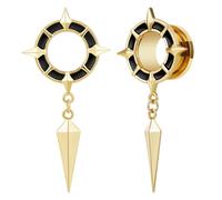 POBAISITER 2PCS Dangle Gauges Star-shaped Compass Fashion Punk Gauges Earrings Dark and Unique Screw Fit Ear Tunnels 2g to 1inch Expander Stretcher For Men and Women Body Piercing Jewelry, 6mm(2g