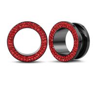 POBAISITER 2PCS Stainless Steel Ear Gauges Round Cubic Zirconia Synthetic Gemstone Ear Plugs 5 Colors Ear Gauge Tunnels Size 2g to 16mm Screw Fit Expander Stretcher For Women Men Body Piercing Jewelry