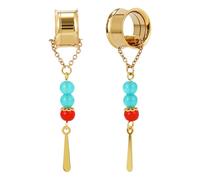 POBAISITER 2PCS Stainless Steel Ear Gauges Tunnels Hollow Spider Bee Bat Chain Screw Fit For Men Women 6mm-25mm, 22mm(7/8"), Metal, Sandstone