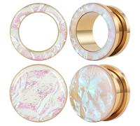 POBAISITER 4PCS Stainless Steel Resin Gauges PU Colorful Chameleon Series Ear Plugs and Tunnels 3 Colors Ear Gauge Tunnels Light Color Screw Fit Expander Stretcher For Women Men Body Piercing Jewelry