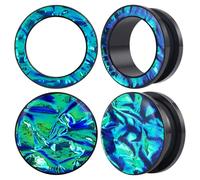 POBAISITER 4PCS Stainless Steel Resin Gauges PU Colorful Chameleon Series Ear Plugs and Tunnels 3 Colors Ear Gauge Tunnels Light Color Screw Fit Expander Stretcher For Women Men Body Piercing Jewelry