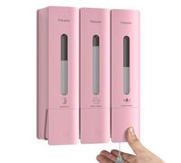 Pobamle shower soap dispenser wall mounted no drill shampoo and conditioner dispenser 3 chamber Pink