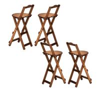 Pobbycrafm Folding Bar Stool, Bamboo Counter Bar Stools with Backs Footrest Foldable Portable Restaurant Seat for Patio Backyard Balcony Club, No Assembly Wood colour M 63cm 4pcs
