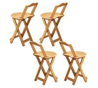Pobbycrafm Folding Bar Stool, Bamboo Counter Bar Stools with Backs Footrest Foldable Portable Restaurant Seat for Patio Backyard Balcony Club, No Assembly Brown S 45cm 4pcs